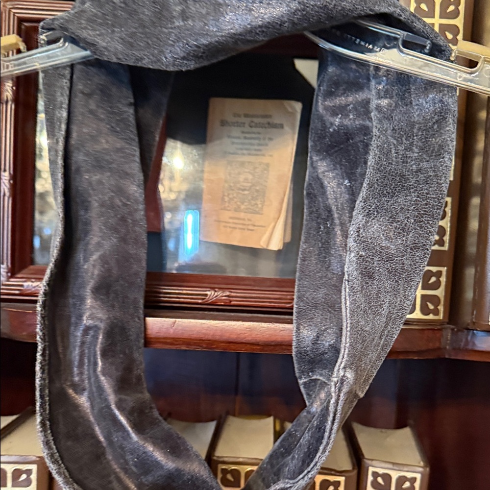 Women leather Scarf - Black muted. Fabulous western wear